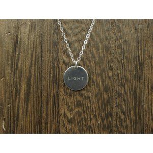 18" Sterling Silver Light Word Pendant Necklace Vintage Minimalist Everyday